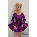 Purple with black long sleeve leotard with ballet skirt for Barbie dolls