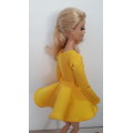 Yellow spandex mini dress with panty for Barbie dolls