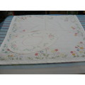 VINTAGE COTTON EMBROIDERED TABLE CLOTH AND TRAY CLOTH