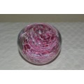 Stunning BUBBLE TWIST PINK AND WHITE PAPERWEIGHT. UNUSUAL