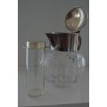 Beautiful cut glass crystal and epns lided jug with ice cooler