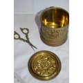 Victorian Brass String Box & Scissors 19th Century Reduced