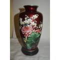 Japanese Cloisonné Vase with Ginbari Red  tall 10` 25cm