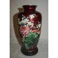 Japanese Cloisonné Vase with Ginbari Red  tall 10` 25cm