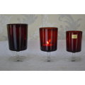 3x Luminarc Verrerie D`arques French crystal red glasses