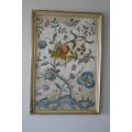 Absolutly stunning cotton and wool crewel embroidered fabric picture 73x50cm