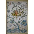 Absolutly stunning cotton and wool crewel embroidered fabric picture 73x50cm