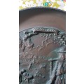 Vintage Bronze Brass Wall Hanging  de Landman Embossed with stamp on back 34cm diam