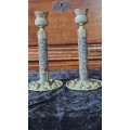 Stunning brass, Marble and silver plate candle sticks pair J. Hardy & Co Aberdeen
