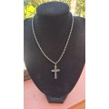 Nice Hermatite stone beaded necklace with crucifix