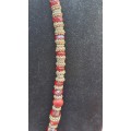 Red Cut glass beads with metal bead necklace