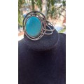 Studio hand crafted Turquoise bracelet spring latch adjustable