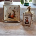 Genuine Royal Vienna footed dish and lidded jar hand painted BEAUTIFULL