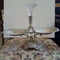 Beautiful Victorian silver plated Epergnes / center pice with Crystal flute