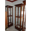 Lovely Chamfutta and yellow wood tall display cabinet There is a pair but i am selling individually