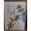 a pair of chines silk stitched Birds of Paradise
