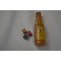 7cm miniature  Guiness wooden bottle with 3 tiny die