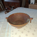 large antique copper bowl diam 26cm excl handles