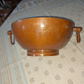 large antique copper bowl diam 26cm excl handles