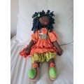 African hand made Shweshwe rag doll large 65cm new unused