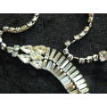 TWISTED DOUBLE STRAND SILVERTONED NCKLACE...WITH BLING 49 CM LONG VERY INTERESTING !!!!!