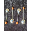 Set of 4 EPNS coffee bean spoons very nice condition