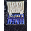 Set of six Coffee bean spoons silver plated in original box