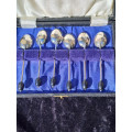 Set of six Coffee bean spoons silver plated in original box