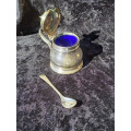 Epns salt pot with epns spoon height 6.5cm