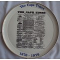 Continental China The Cape Times and Daily Advertiser Centenary Newspaper Plate  March 1976