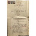 Southern Rhodesia 1928 KGV £1 5s 4s 10s Fiscal on Deed of Transfer Document