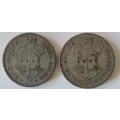 2 1958 SAU 2 Shillings 50% silver