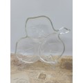 VINTAGE : Mid-Century Hazel Atlas Vintage Clear Glass 3 Part Divided Maple Leaf Nut/Candy Dish