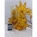 VINTAGE : VENETIAN : Yellow/Amber Venetian-Type Glass Vase with Clear Glass Stem