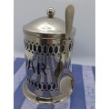 VINTAGE (NEVER USED) : Stunning silver-tone sugar storage canister with liner and spoon