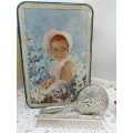 VINTAGE : Baby`s first brush and comb set - Silver Tone