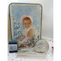 VINTAGE : Baby`s first brush and comb set - Silver Tone