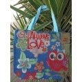 NEW : Maxi Canvas Tote Bag with Owl Print Design (`Owl always love you`)