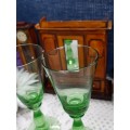 VINTAGE : Set of 2 Green Stemmed Sherry Glasses