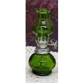 VINTAGE : Miniature Green Glass Oil Lamp (nr 2) - NEVER USED