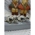 VINTAGE Never Used : Baby`s My Curl and My Tooth Engraved Turtles - Silver plated