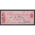 CHEQUE ++ 1929 ++ "THEE STANDARD BANK OF S.A. - ROBERTSON " ++ 1d STAMP DUTY ++ SEE SCANS BELOW