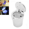 Portable Car Auto Travel Cigarette Cylinder Ashtray Holder Cup LED Light Blue