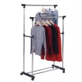 Double Pole Adjustable Portable Clothes Hanger Rolling Garment Rack
