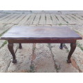 LOVELY ANTIQUE BALL AND CLAW IMBUIA COFFEE TABLE