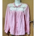 Ladies - Pink Multicolored Pajama Shirt - Make - Sauci Kats - Size - XOS - bust 112-117cm