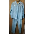 Ladies - 3 Pce Blue & White Pajama Outfit- Make - Jet - Size -M,  bust 92-97cm