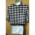 Ladies - Short Black & White Blouse - Make - Fashion Express - Size - 14