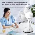 RECHARGEABLE SOLAR FAN WITH 2 BULB   12 INCHES   TYPE-2