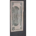 1999 TEN Dollar Bill $10 S/N BG 25752762B, 25 YEARS OLD